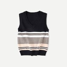 Shein Toddler Boys Striepd V Neck Knit Vest