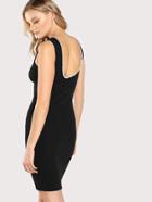 Shein Pearl Beading Neckline Scoop Back Bodycon Dress