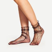 Shein Branch Pattern Slouch Mesh Socks