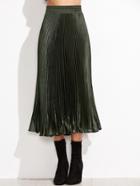 Shein Army Green Elastic Waist Pleated Skirt