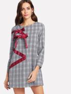 Shein Bow Front Tartan Plaid Dress