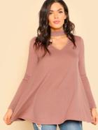 Shein Choker Neck Ribbed T-shirt