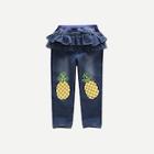 Shein Toddler Girls Ruffle Trim Pineapple Print Jeans