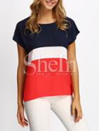 Shein Multicolor Short Sleeve Color Block Casual T-shirt