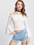 Shein Tiered Bell Sleeve Shirred Top