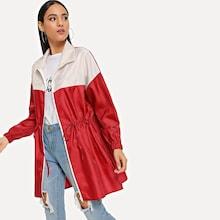 Shein Zipper Front Color Block Collar Jacket