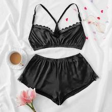 Shein Contrast Lace Cami Pj Set