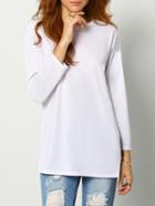 Shein White Dip Hem Split Side T-shirt