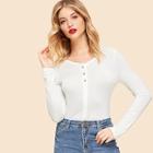 Shein Slim Fitted Button Detail Top