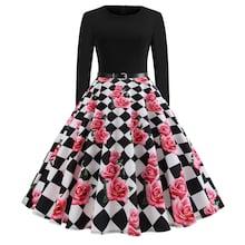 Shein 50s Floral Print Belted Flare Dress
