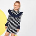 Shein Girls Ruffle Trim Striped Dress