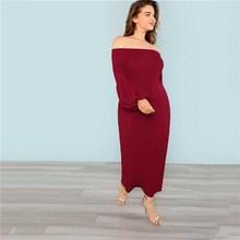Shein Plus Off Shoulder Lantern Sleeve Dress