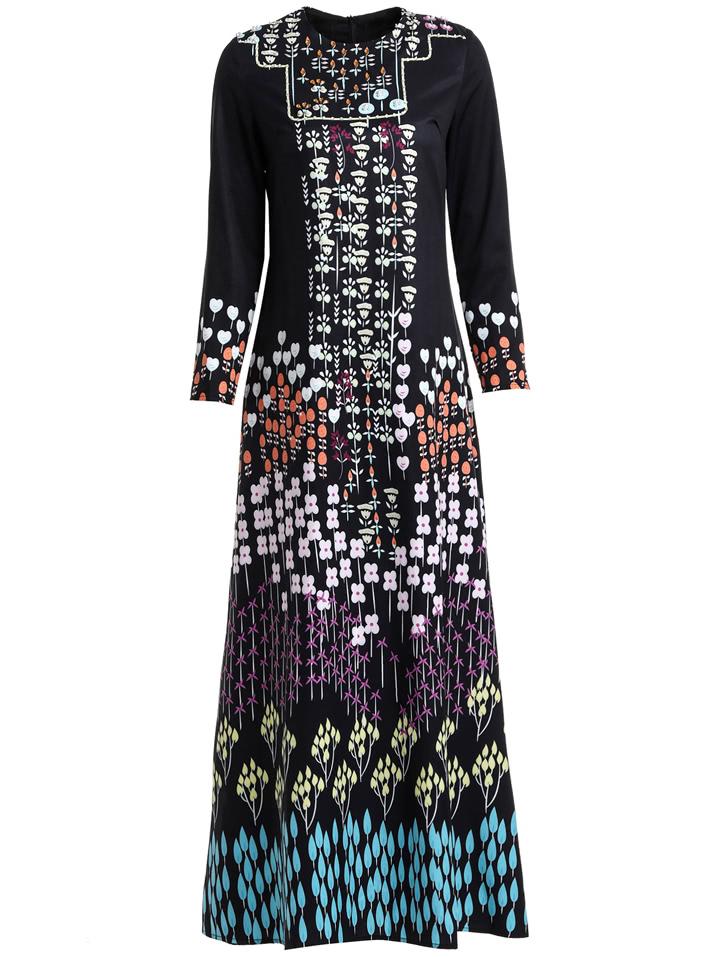 Shein Crew Neck Color Block Maxi Dress