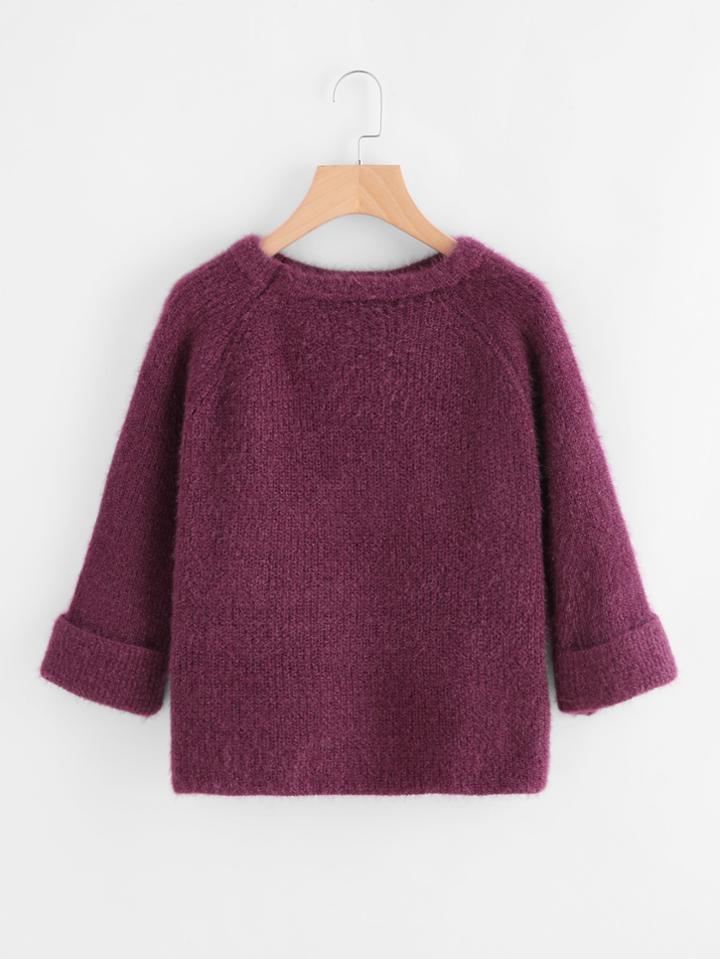 Shein Raglan Sleeve Cuffed Sweater