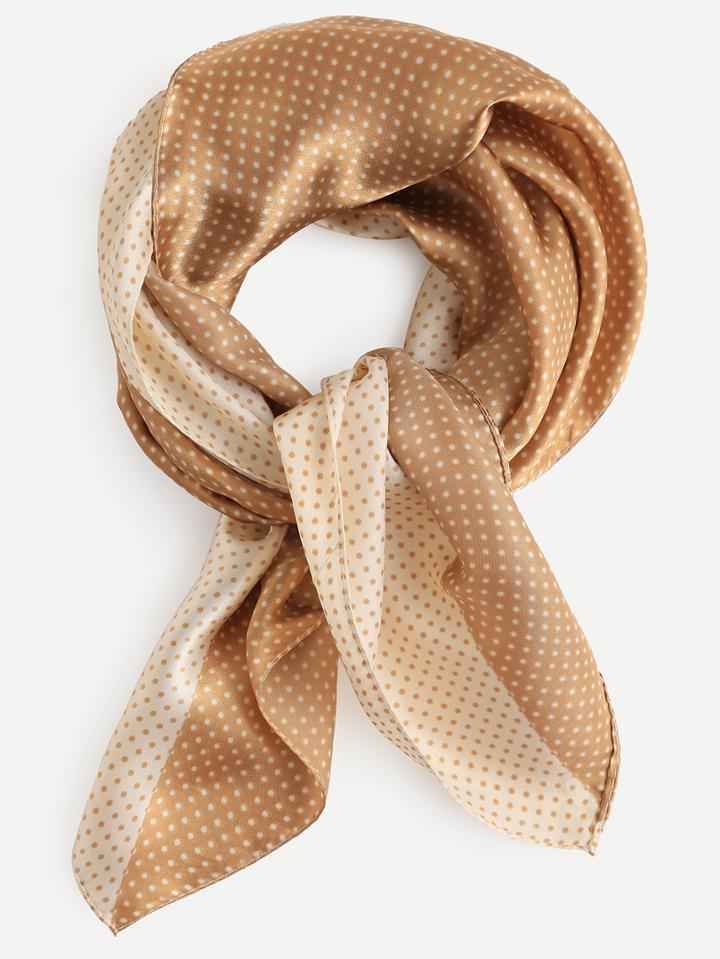 Shein Khaki Two Tone Polka Dot Scarf