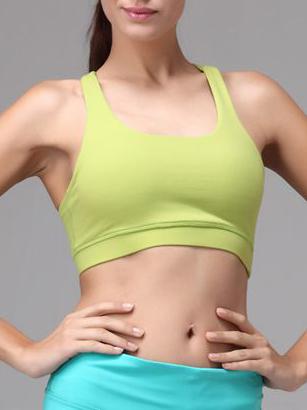 Shein Olive Green Crisscross Back Sports Chest Pad Tank Top