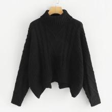 Shein Mixed Knit Asymmetrical Hem Jumper
