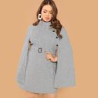 Shein Plus Self Belted Houndstooth Print Cape Coat