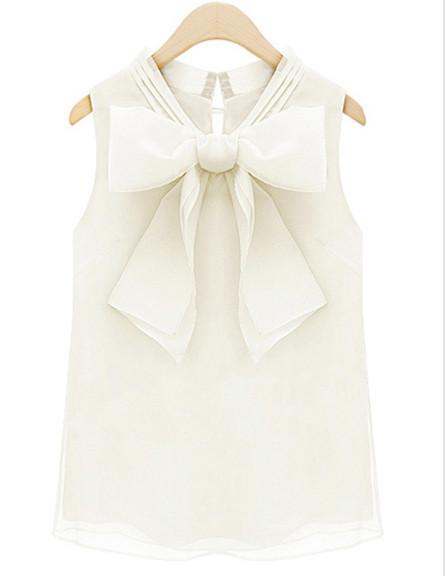 Shein White Bow Organza Tank Top
