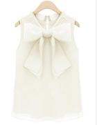 Shein White Bow Organza Tank Top
