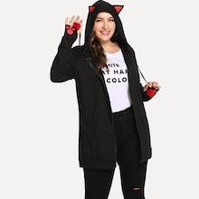 Shein Plus Animal Print Hooded Coat