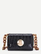 Shein Crocodile Print Pu Bag With Leopard Strap
