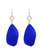 Shein Daily Wear Long Drop Blue Feather Earrings