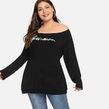 Shein Plus Raglan Sleeve Letter Print Top
