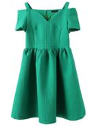 Shein Green Cold Shoulder Short Sleeve Dress
