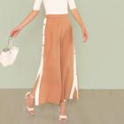 Shein Contrast Tape Button Side Wide Leg Pants