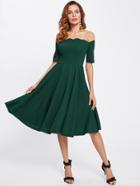 Shein Scalloped Collar Pleated Dress