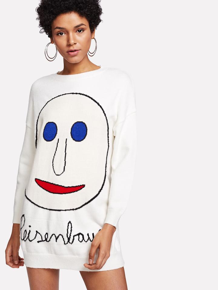 Shein Smile Pattern Knit Dress