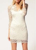Rosewe Club Essential Round Neck Three Quarter Sleeve Dress White