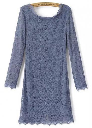 Rosewe Enchanting Round Neck Three Quarter Sleeve Grey Dress