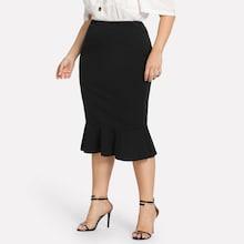 Shein Plus Solid Mermaid Hem Skirt