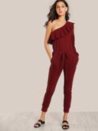 Shein Flounce One Shoulder Sweat Jumpsuit