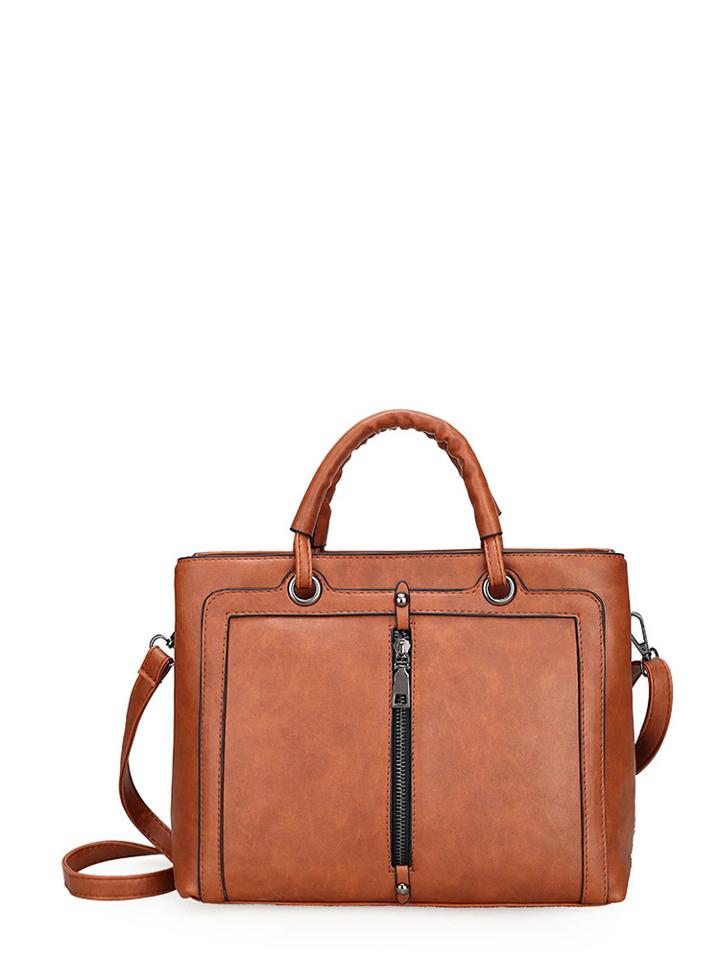 Shein Zipper Detail Pu Shoulder Bag