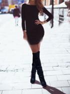 Shein Black Round Neck Slim Bodycon Mini Dress