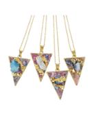 Shein Random Color Colorful Acrylic Stone Triangle Pendant Necklaces