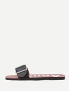 Shein Black Faux Leather Buckle Slides