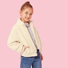 Shein Girls Solid Teddy Jacket