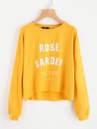 Shein Raw Cut Dip Hem Drop Shoulder Pullover