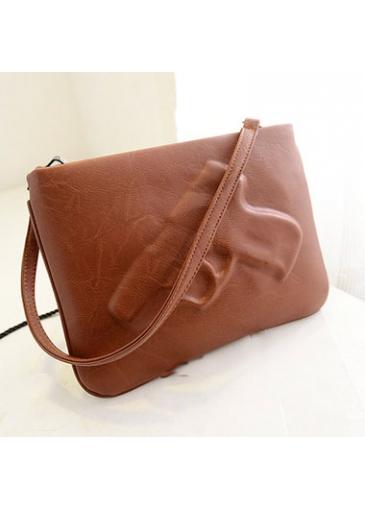 Rosewe Gun Bossed Solid Brown Shoulder Bag