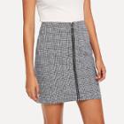 Shein Zip Up Front Checked Skirt