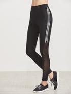 Shein Black Mesh Panel Side Striped Leggings