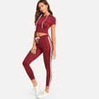 Shein Striped Hooded Tee & Leggings Set