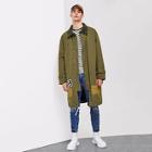 Shein Men Leopard Contrast Zip Collar Coat
