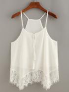 Shein Lace Trimmed Tassel-tie Neck Cami Top