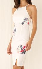 Shein White Pima Spaghetti Strap Floral Flowered Split Dress