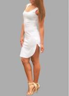 Rosewe Sleeveless White Scoop Neck Mini Dress